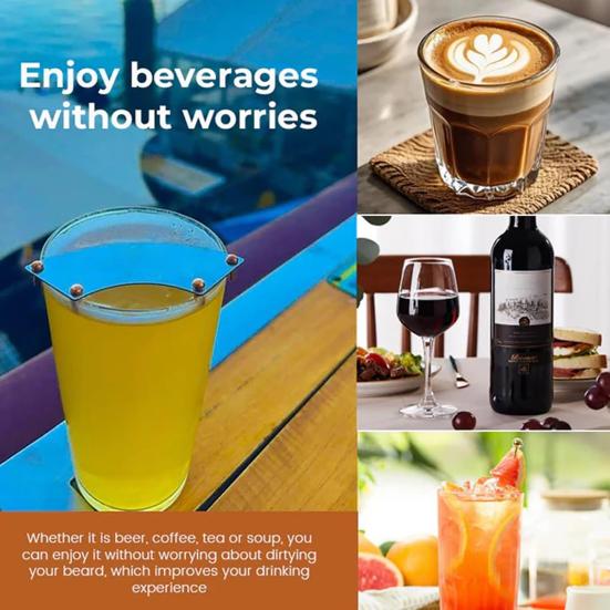 1/2Pcs Portable Beard Protector Metal Mustache Drinking Protector Protect Mustache from Beer Coffee Tea Beverage Drinks Water Cup Mug Mustache Guard