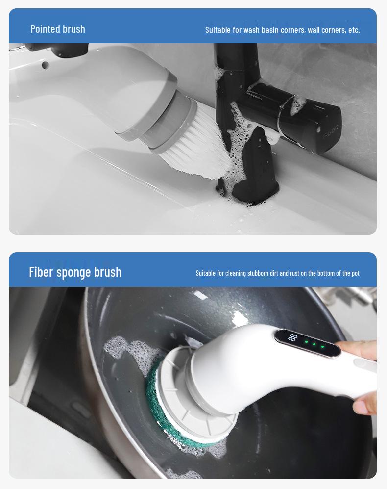 Multi-Speed Electric Cleaning Brush for Kitchen & Bathroom – Versatile Handheld Scrubber with Dual-Length Use
