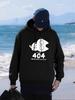 Error 404 Meow Cartoon Cat Pattern Hoodies Male Hip Hop Oversized Hoody Fashion Fleece Clothes Pocket Multicolor Pullovers