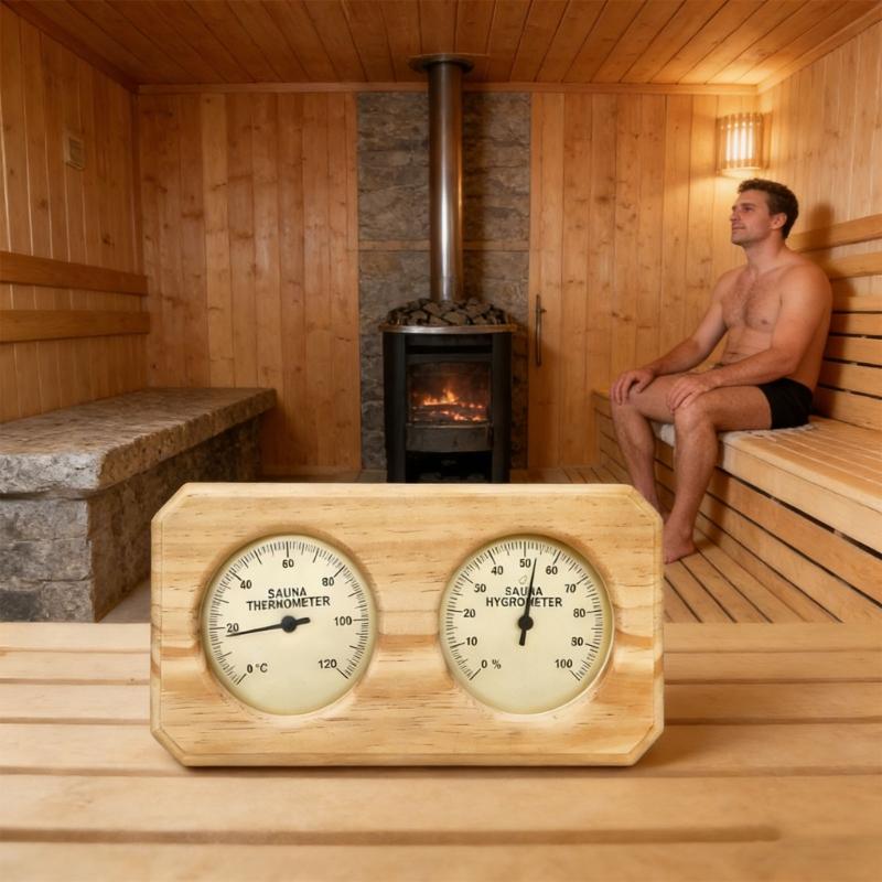 Wooden Sauna Room Meter With Large Easy To Read Display For Accurate Environment Tracking