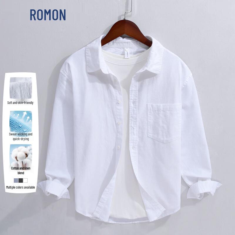 

ROMON Men s Casual Linen Blend Shirt XL