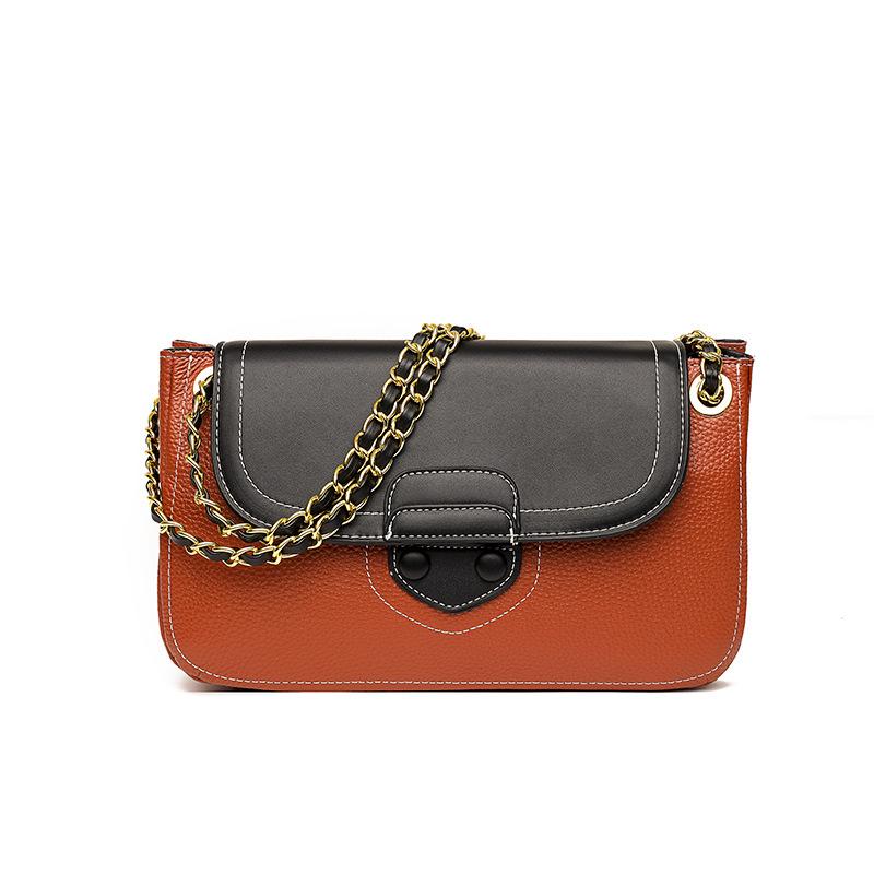 Genuine Leather Women'S First-Layer Cowhide Shoulder Bag Fashionable Retro Chain Messenger Bag Small Square Bag