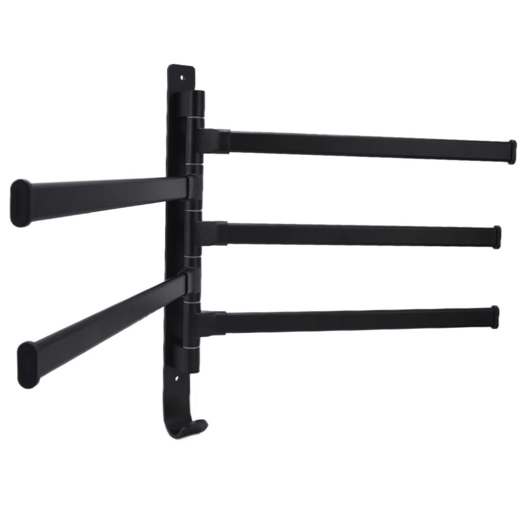 Towel Rack Aluminum Alloy Towel Shelf with 5 Bars Rotatable and Durable for Bathroom and Kitchen Black