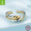 S925 Sterling Silver Couple'S Two-In-One Ring, Fashionable Personality Cold Wind Metal Texture Ring Ring