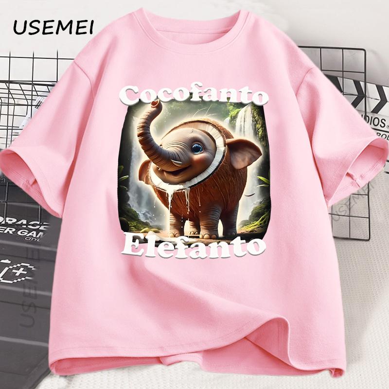 Cocofanto Elefanto Funny Italian Brainrot Meme Classic T-Shirt Cotton Short Sleeve Tshirt Round Neck Breathable Casual Top