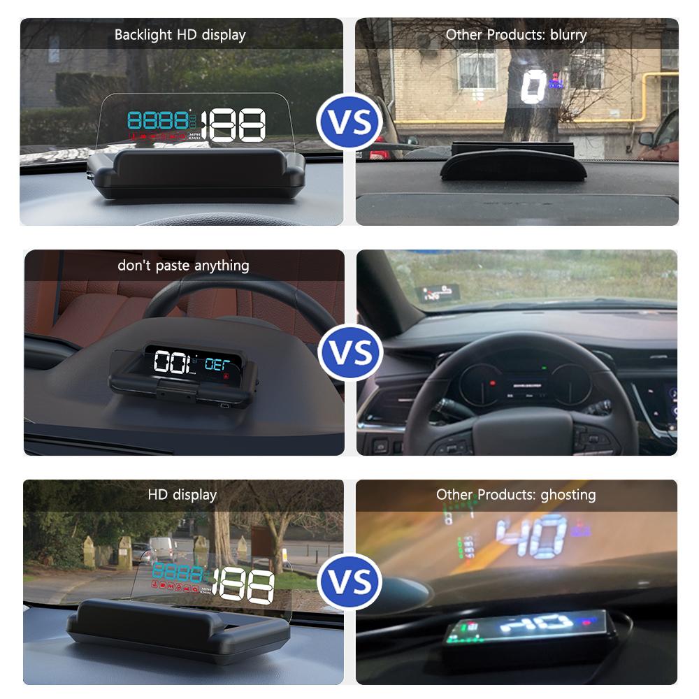 ZQKJ C500 HUD Car OBD2 Head Up Display Speedometer Projector EOBD Automobile Digital On Board Computer Water Temperature Gauges