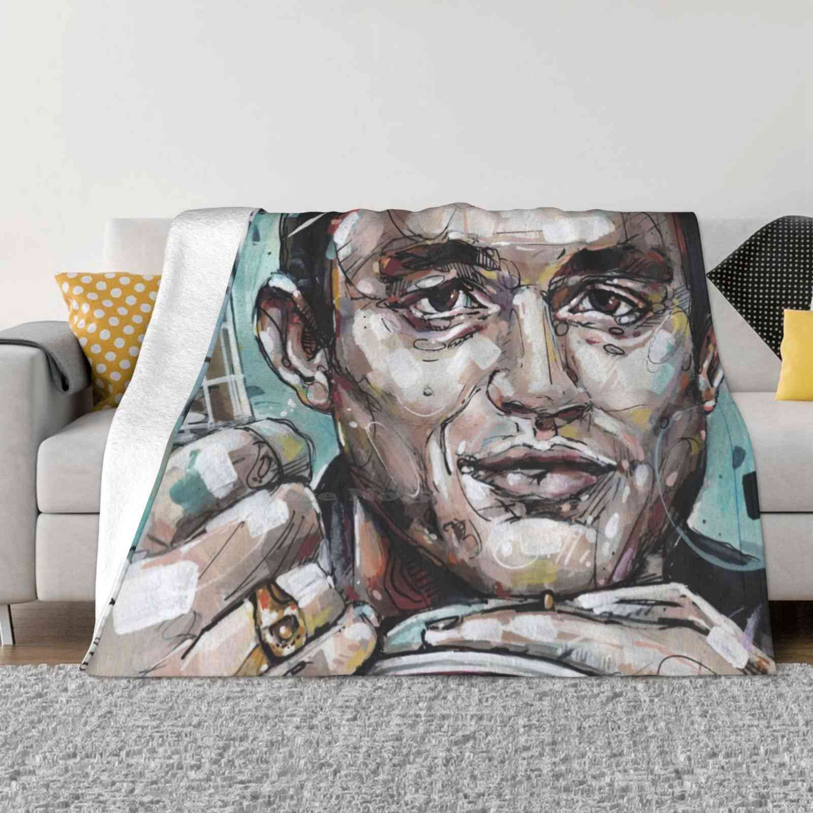 Johnny Cash Guitar Painting Top Quality Comfortable Bed Sofa Soft Blanket Johnny Cash Nashville Countrymusic Guitar Memphis 30x40in