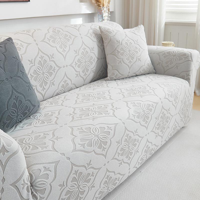 Premium Jacquard Stretch Sofa Cover 1/2/3/4/5 Seater Solid Color Furniture Slipcover Protector for Home Office Living Room Decor