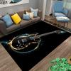Electric Guitar Pattern Carpet with Black Background and Colorful Glow Suitable for use as an anti-slip for living room bedroom sofas