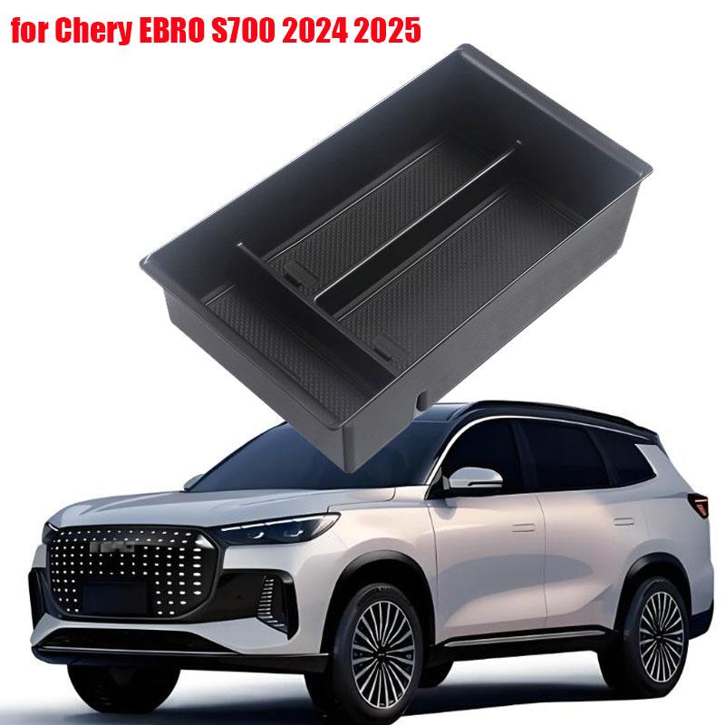 ABS Black Armrest Storage Box For Chery EBRO S700 2024 2025 Central Control Storage Box Car Stowing Tidying Accessories