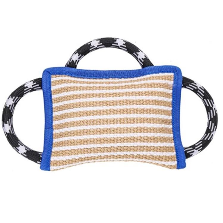 Eco-Friendly Dog Bite Pillow Linen & Jute Tear Resistant 3-Handle Safety Training Dog Toy
