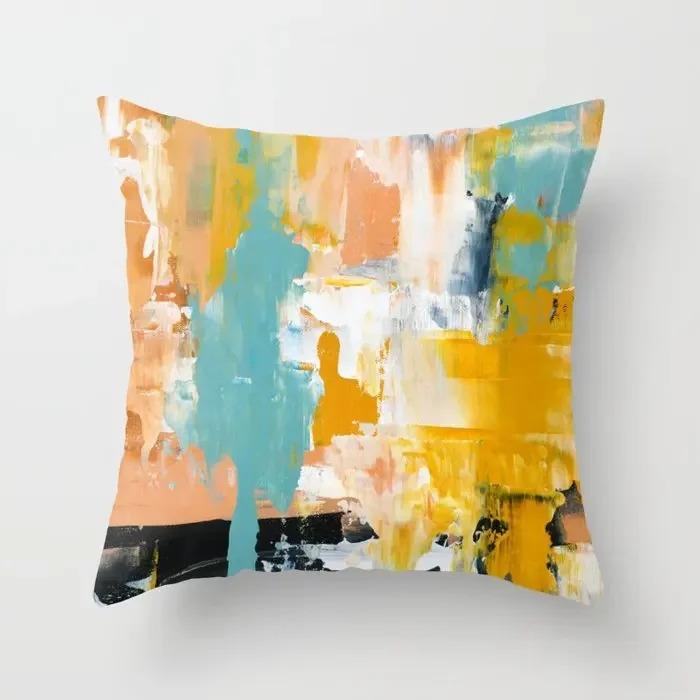 Oil Painting Texture Nordic Blue Agate Marble Abstract Pillowcase Soft Sofa Decoration Car Home