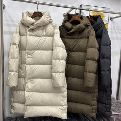 Big Quilt High Quality White Duck Down Jacket Women's Autumn and Winter New Hooded Thickened Knee Long Coat Tide