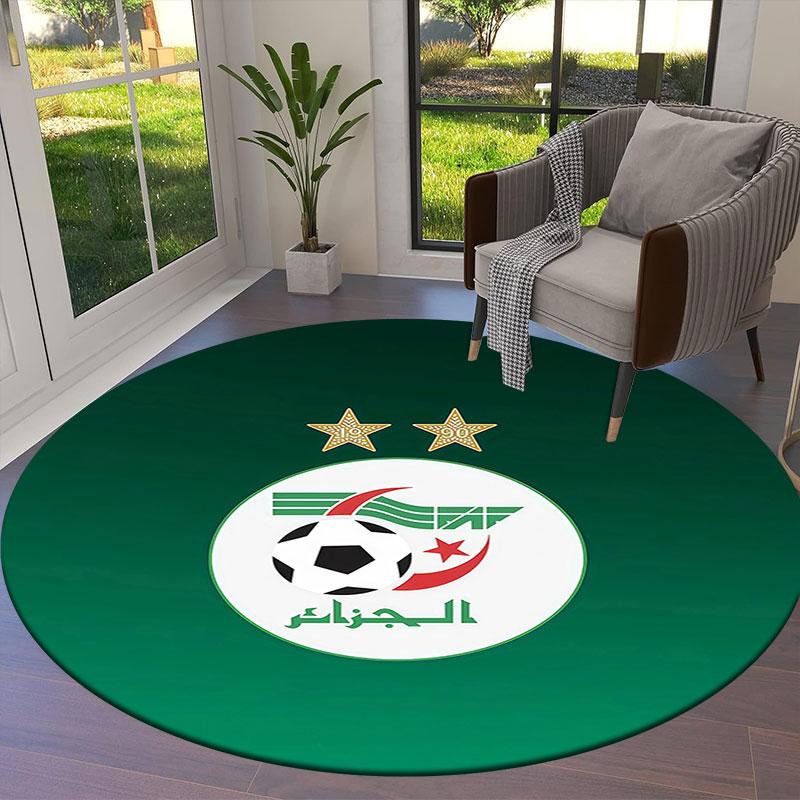 Algeria National Football Team Round Area Rug,Carpet Rug for Living Room Bedroom Sofa Playroom Decor,Non-slip Floor Mat