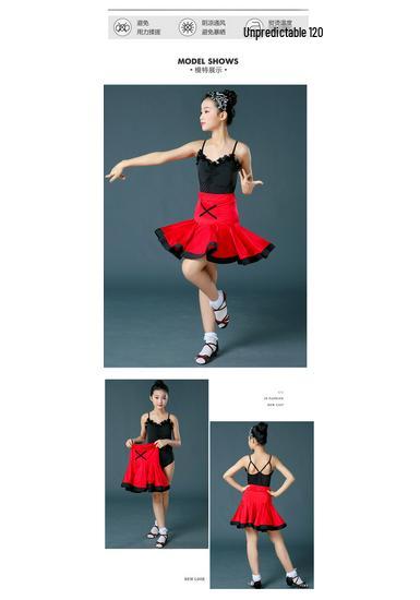 Children's Summer Latin Dance Costume - Girls' Short Sleeve Spaghetti Strap Skirt Set