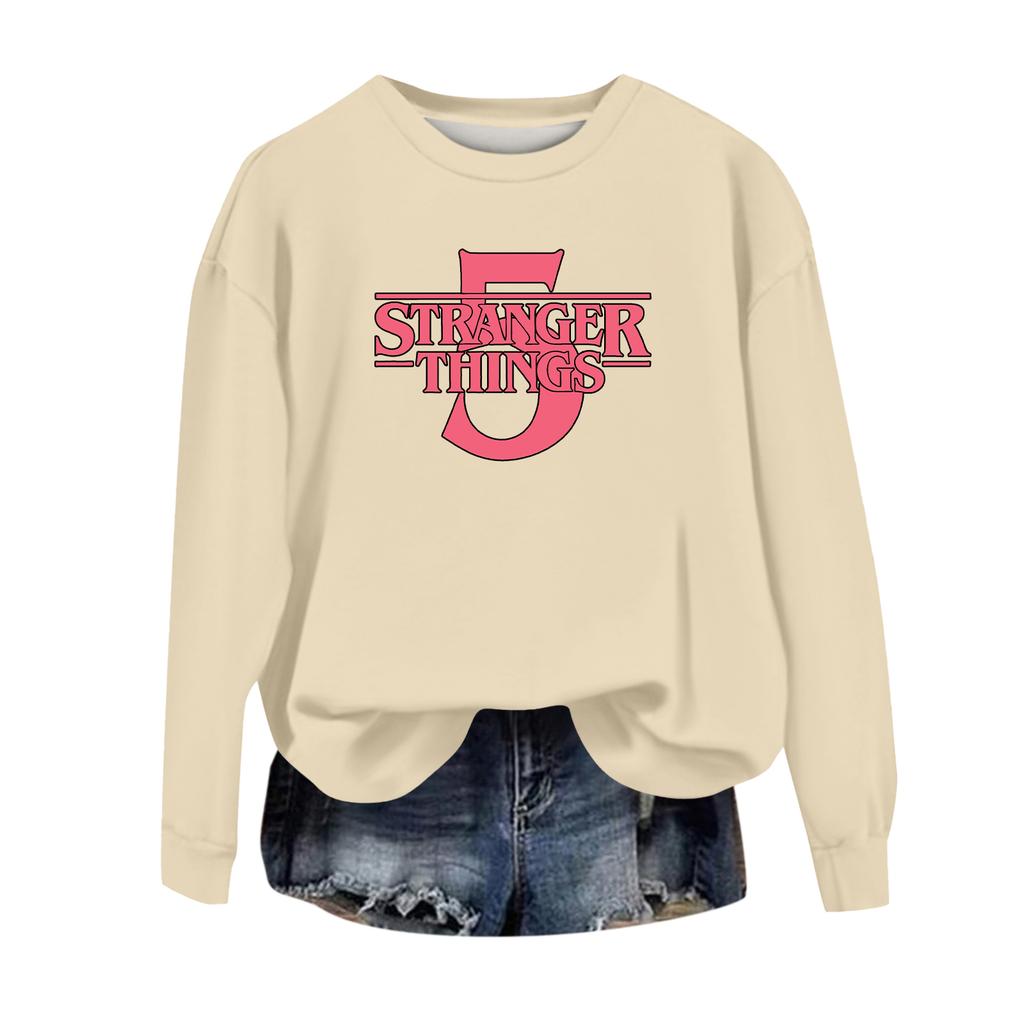 Damska codzienna bluzka typu pulower z okrągłym dekoltem i długim rękawem, z nadrukiem walentynkowym