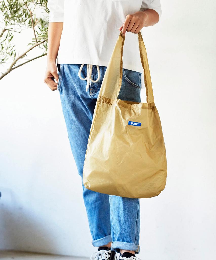 GORDON MILLER Cordura Ripstop Packable Tote Bag with Carabiner, Coyote Beige, 1638899