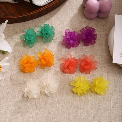 Francouzské sladké trojrozměrné květinové náušnice, niche temperament, vysoce kvalitní náušnice, letní víla malé svěží náušnice