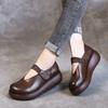 Fashion GKTINOO Genuine Leather Flat Platform Shoes For Women Retro Thick Heel Wedges Handmade Casual Shoes Leisure Ladies Platform Shoe