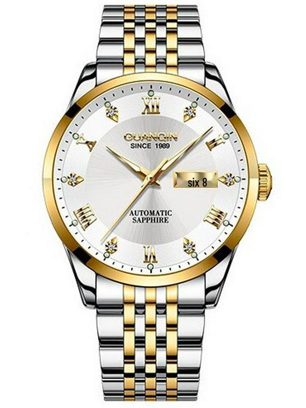 Guanqin Men's Luxury Automatic Waterproof Stainless Steel Watch