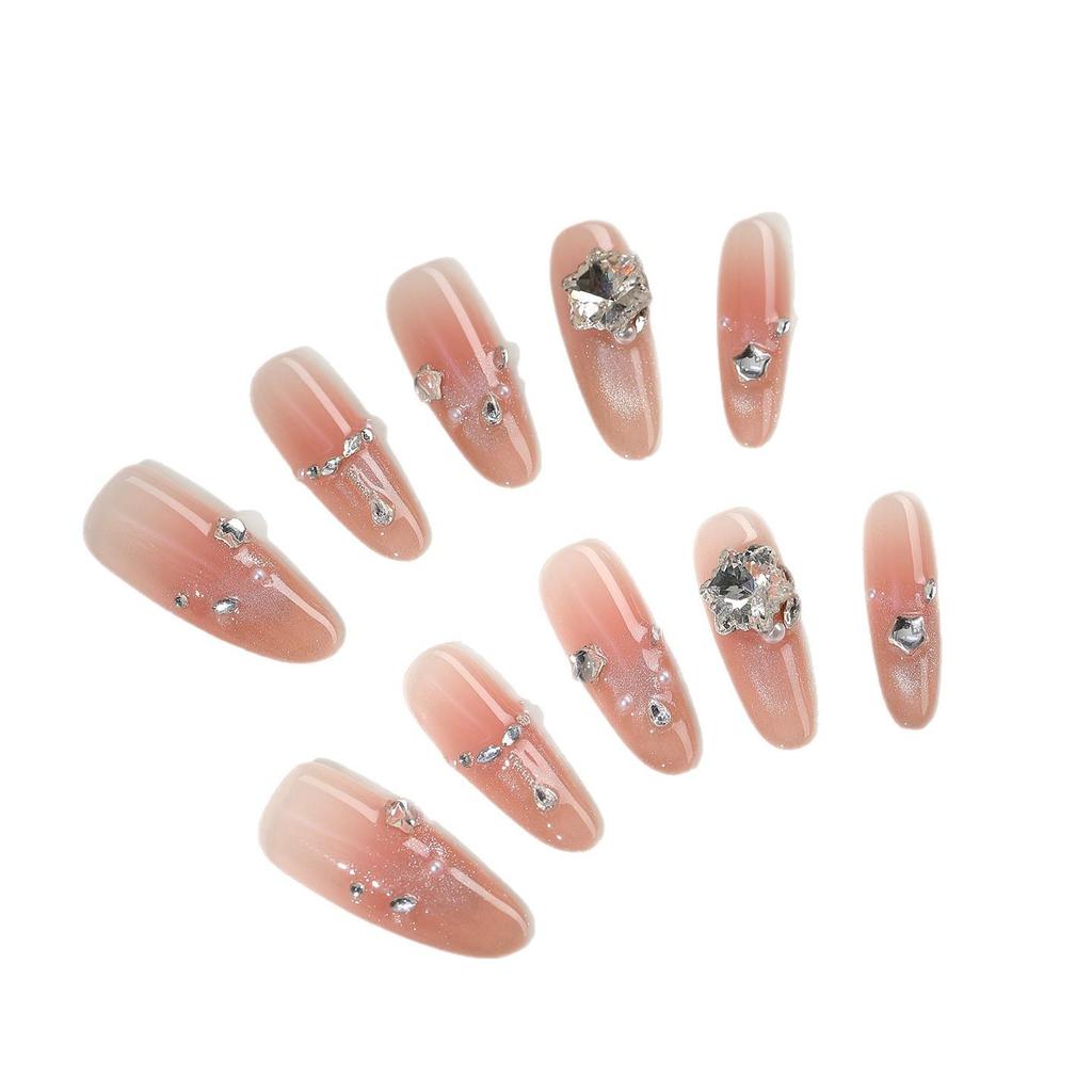 Zhuoshimei Handmade Removable Cat Eye French Nails: Light Luxury Manicure with Whitening Effect