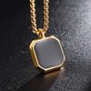 Stainless Steel Classic Geometric Polygonal Black Square Natural Stone Necklace Pendant for Men Fashion Casual Punk Jewelry Gift