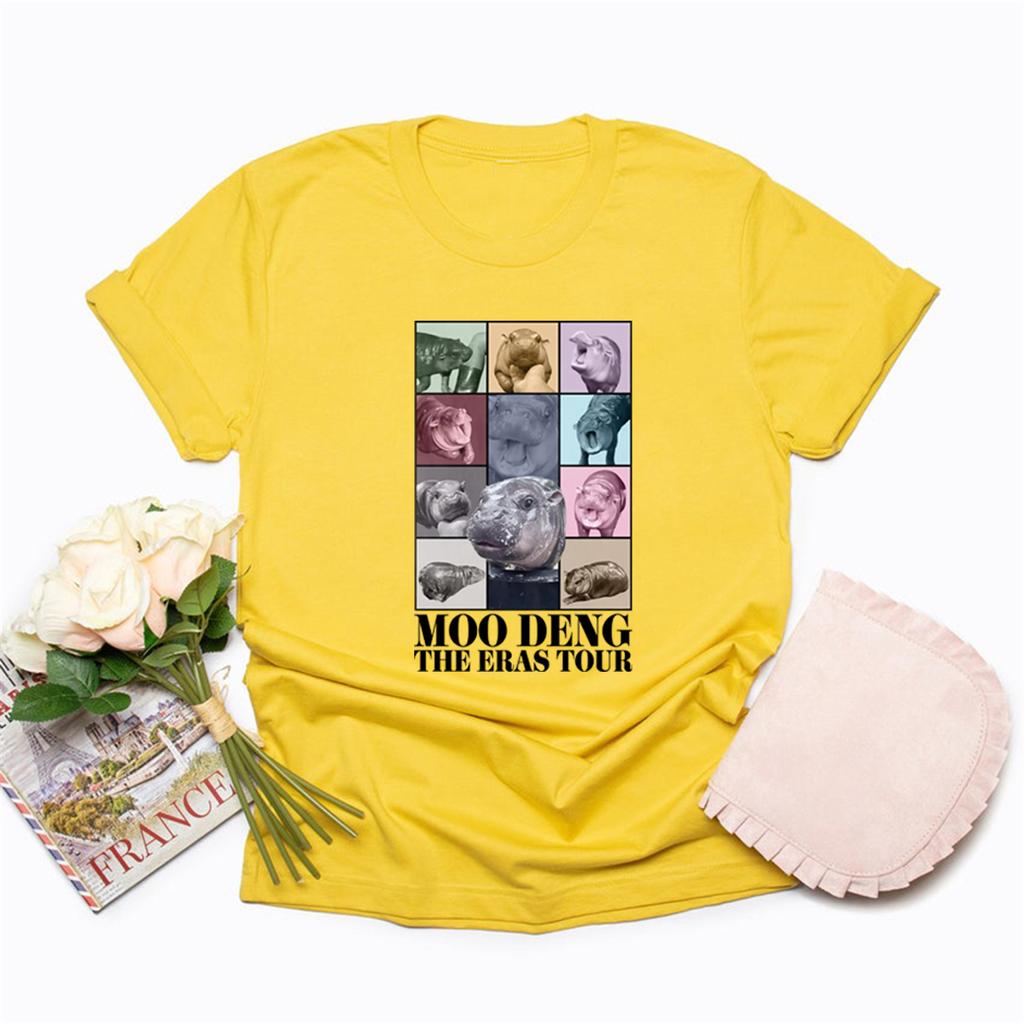 Moo Deng Hippo Eras Tour Shirt Baby Hippo Funny T Shirt Cute Moo Deng T-Shirt Women Graphic T Shirts Gift For Pet Lover