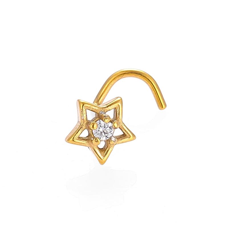 316L Stainless Steel Zircon-Inlaid Flower Star Nose Ring Stud