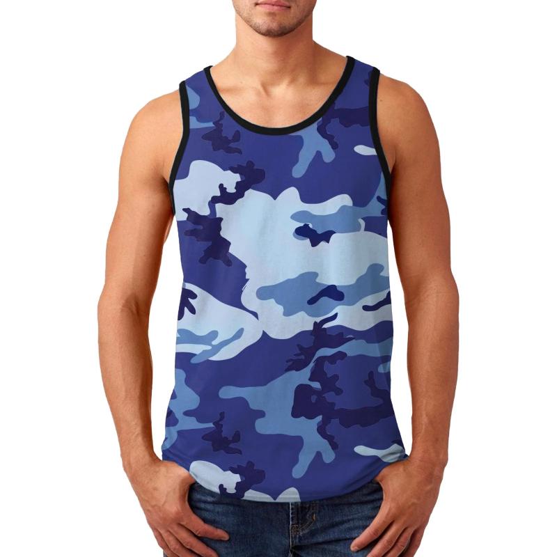 Geometric Splicing Pattern Tank Tops For Men Colorful Gradient Vest Summer Casual Loose Tops Street Round Neck Tees
