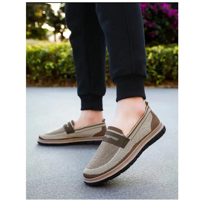 Men's Spring New Mesh Breathable British Style Casual Shoes Men's Flat Shoes Dad Sports Versatile Single Shoes Zapatillas