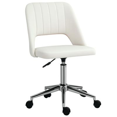Height-Adjustable Desk Chair with Casters, 360 Degrees Rotatable, Scallop Shape, Foam, 49 X 60 X 79-91 Cm, Cream White