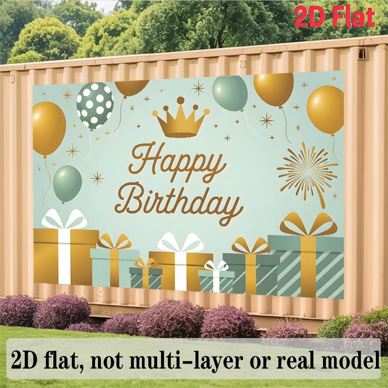 Golden Crown Birthday Banner, Fiber Background Cloth Wall Decor for Party