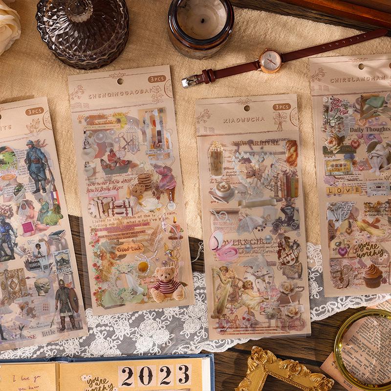 American Retro Nostalgic Stickers: High-Grade Waterproof PVC for Creative Journaling & Kids' Packs