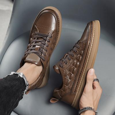 Fashion Men's Leather Shoes Spring Autumn New Casual Shoes Trendy Soft Bottom Sports Leisure Crocodile Pattern Sneakers Office Footwear