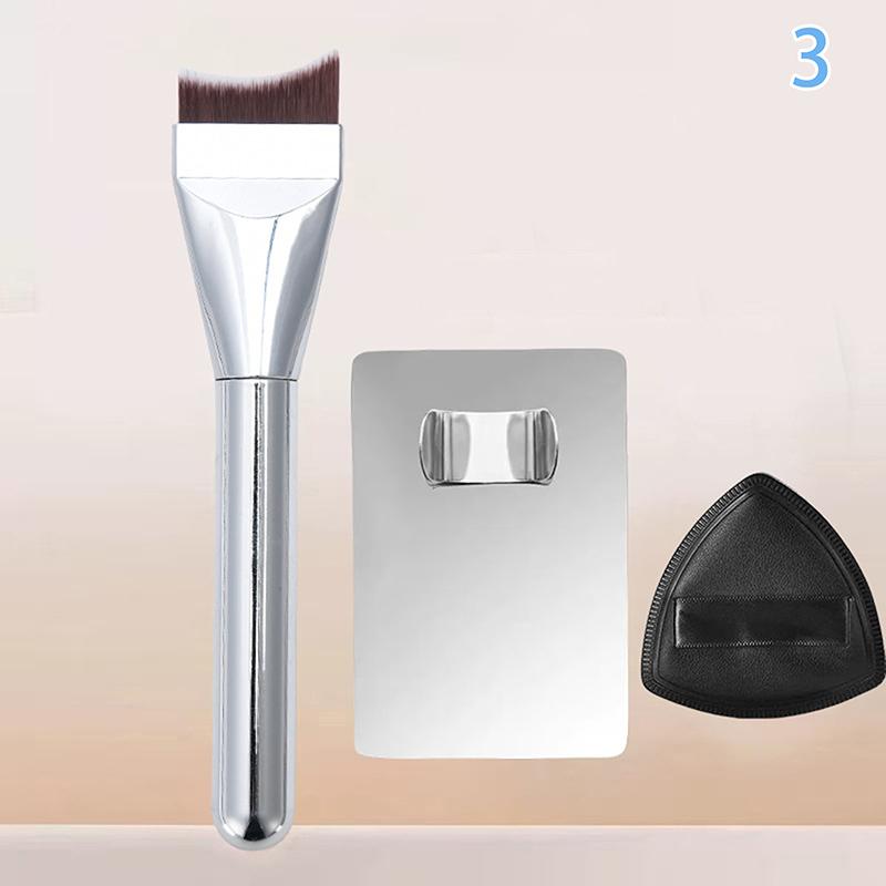 

Кисть для тональной основы Crescent Палитра для смешивания Плоская Изогнутая Кисть для крема для лица Контурная кисть Помада Тени для век Палитра для смешивания Спонж Набор