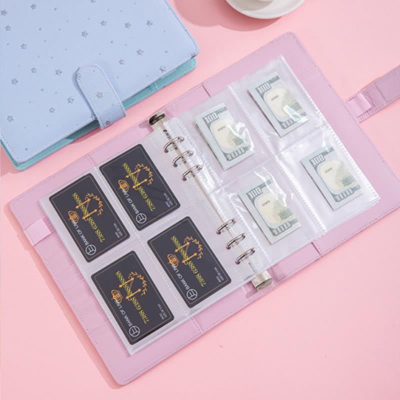 A5 PU Leather Binder Cover with Magnetic Buckle Closure, 6 Ring Personal Notebook for Organizing Planner, Photo Card Sleeves