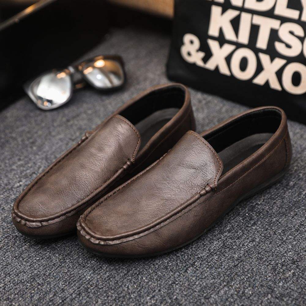

Doudou shoes men s leather surface one pedal casual versatile men s shoes matte leather breathable shoes driving shoes lazy loafers 44