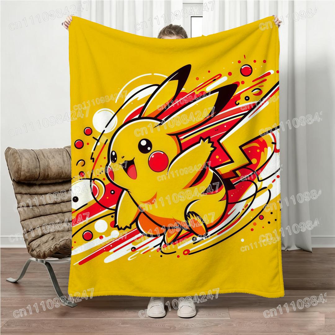 Anime Pokemon Pikachu Flannel Blanket 3D Printed Cool Lightning Pattern Throw Blanket All Season Portable Travel Blanket 2026 75cmx90cm
