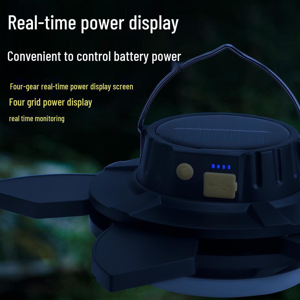 Lotus-Shaped Solar Rotating LED Lamp: USB-Rechargeable for Outdoor Camping, Night Market, and Emergency Use.