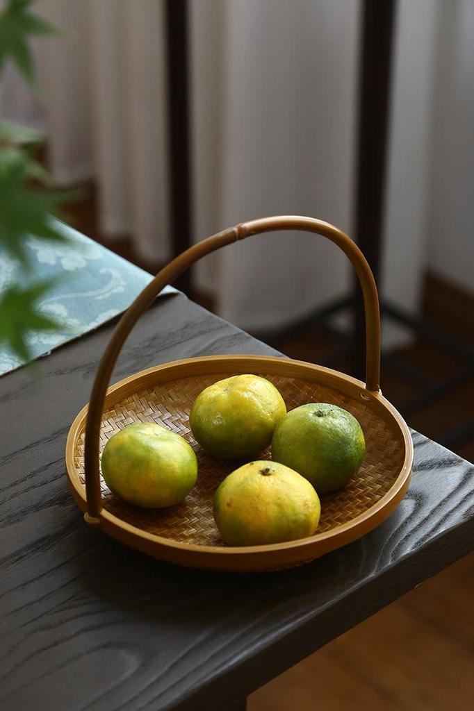 Multi-Layer Bamboo Hand-Woven Basket Display Stand for Fruits, Tea, and Pastries