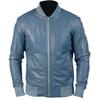 Men's Genuine Leather Blue Lambskin Bomber Stylish Biker Jacket Handmade Casual