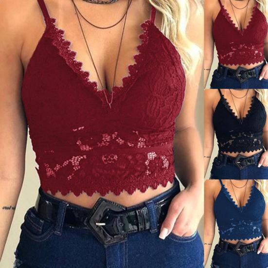 Kobiety Kobiety V Neck Trójkątny kubek Koronkowy biustonosz na ramiączkach Bezprzewodowy biustonosz Biustonosz