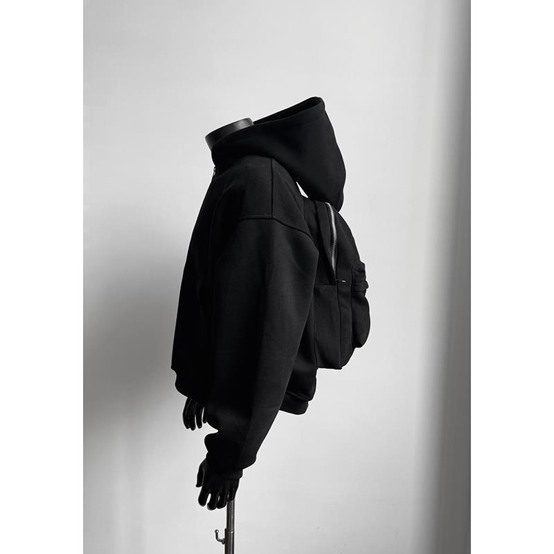 Designer Heavyweight Hooded Sweatshirt with Backpack - Loose Fit Plus Size, Trendy Student Niche Jacket