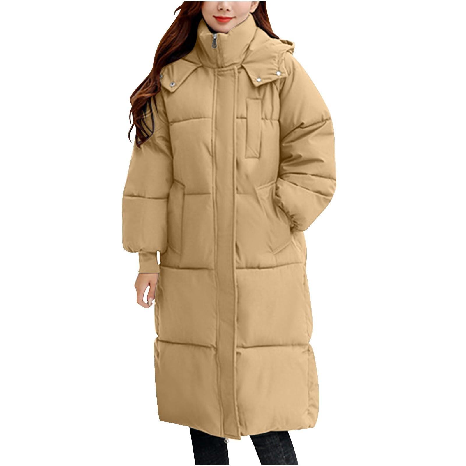 Women s Fashion Casual Color Hooded Mid-Length Long Sleeve Zipper Button Cotton Jacket XXL хаки