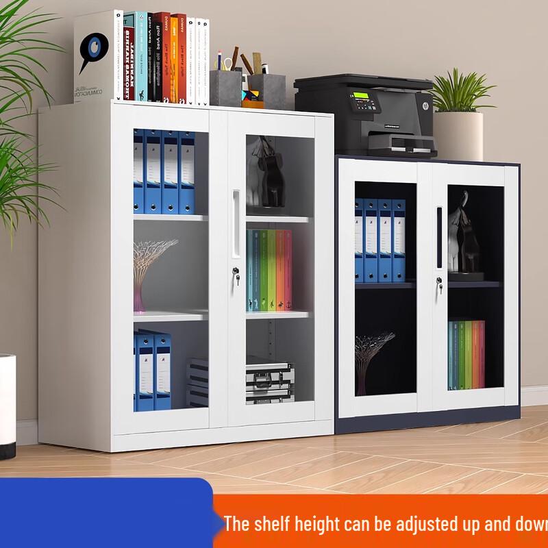 Steel Office Storage Cabinet with Sliding Doors and Lock