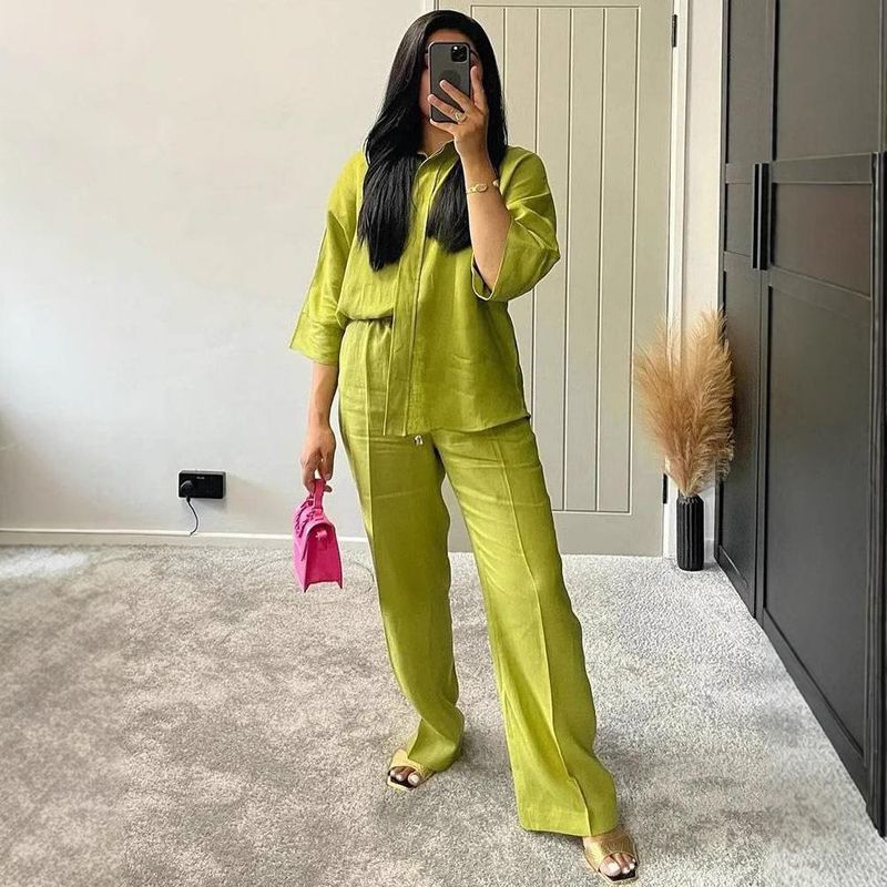 Western Style Loose Shirts Wide Leg Pants Casual Set Summer Ladies' Casual Suit Summer