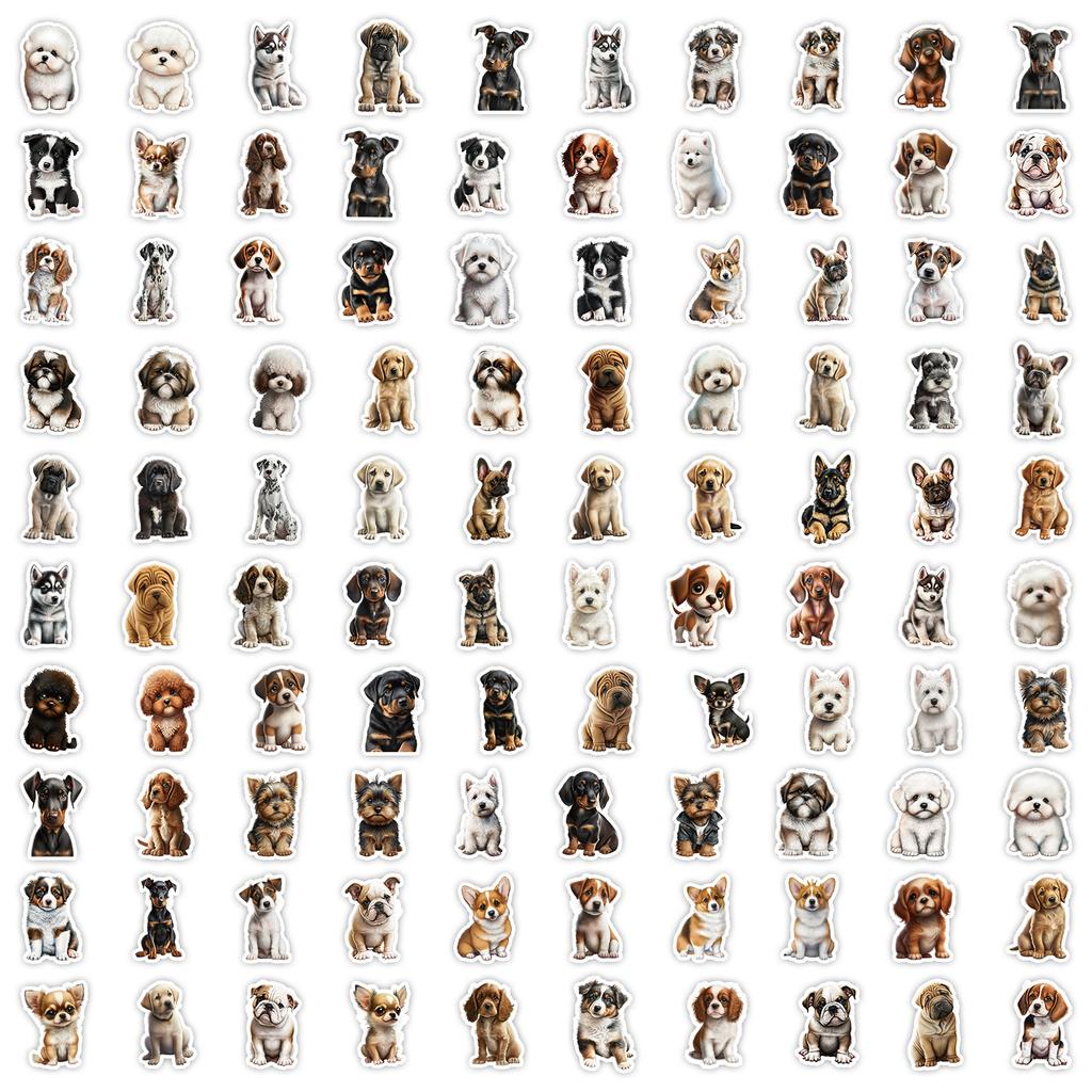 100 Cute Little Dog Graffiti Stickers Suitcase Mobile Phone Skateboard Decoration Stickers Waterproof Creative Hand Note Stickers