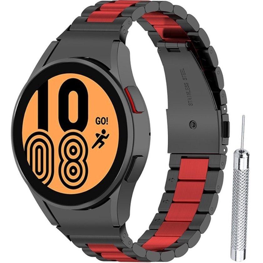 Strap Bracelet for Samsung Galaxy Watch 4/5/6 40/42/43/44/45/46/47mm, Black / Red
