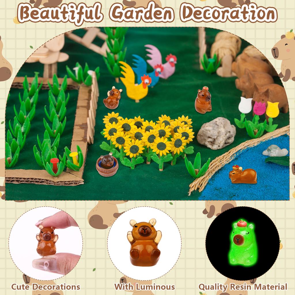 30 Pack Luminous Capybara Figures Mini Resin Capybara Glow In The Dark Miniature Capybaras Tiny Little Resin Animal Toys For Mic