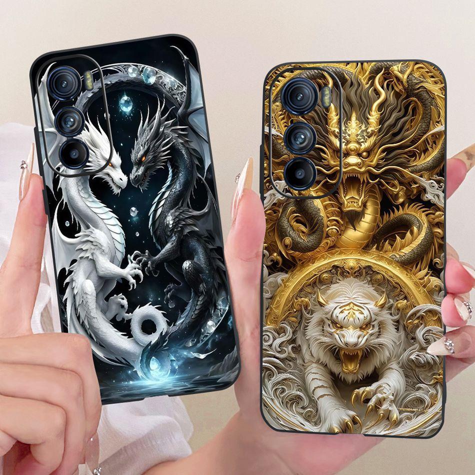 For Motorola Edge 30 5G Cool Dragon Tiger Pattern Phone Case For Motorola Edge30 30Pro 30 Neo Black Silicone Soft Covers Bumpers